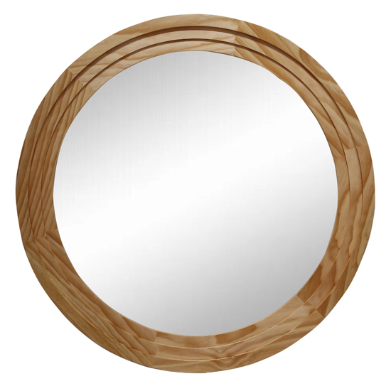 Natural Wood Round Framed Wall Mirror XR3090-O